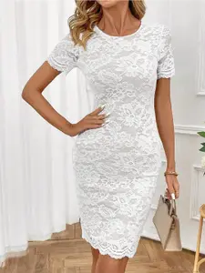 bebe Round Neck Bodycon Dress