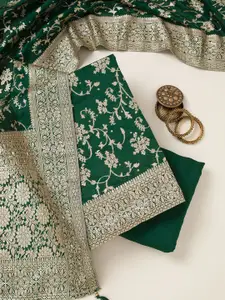 Koskii Floral Woven Design Beads and Stones Unstitched Dress Material