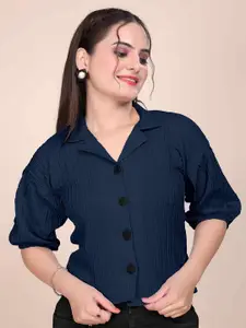 DressBerry Women Classic Striped Crop Casual Shirt