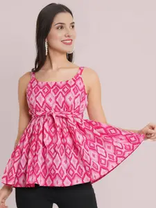 Dream Beauty Fashion Square Neck Print Peplum Top