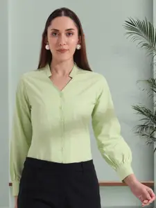 FITHUB Mandarin Collar Regular Fit Formal Shirt