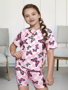 INCLUD Girls Printed T-shirt with Shorts