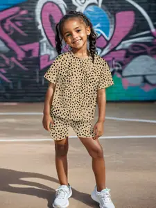 INCLUD Girls Printed Short Sleeves T-shirt With Shorts