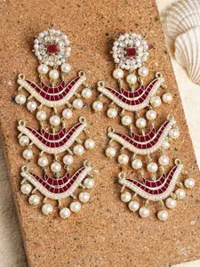 KARATCART Gold Plated Contemporary Kundan Drop Earrings