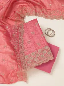 Koskii Ethnic Motifs Embroidered Beads and Stones Unstitched Dress Material