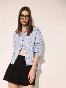 ONLY Women Abstract Printed Spread Collar Cotton Casual Shirt