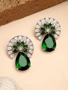 KARATCART Silver-Plated Contemporary American Diamond Studs Earrings