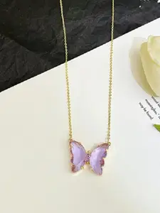 DressBerry Gold-Plated Butterfly Shaped Necklace