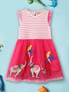 INCLUD Animal Print Flared Sleeve Fit & Flare Dress