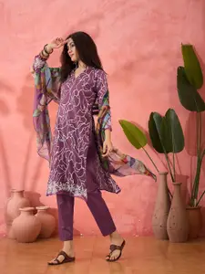 Sangria Floral Printed Unstitched Dress Material