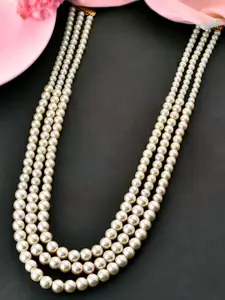 Anouk Gold-Plated Pearl Beaded Layered Layered Statement Necklace