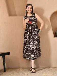 Sangria Fish Printed Sleeveless Midi Dress