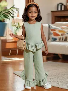 INCLUD Girls Round Neck Top With Trousers