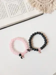 Sukhad Black and Pink Couple Link Bracelet