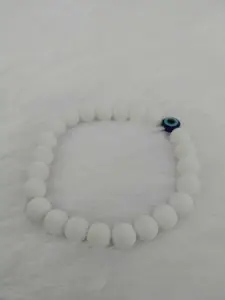 Sukhad Evil Eye White Agate Bracelet
