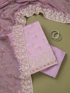 Koskii Floral Embroidered Beads and Stones Unstitched Dress Material