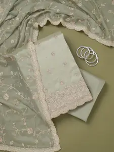 Koskii Floral Embroidered Stone Work Chinon Unstitched Dress Material