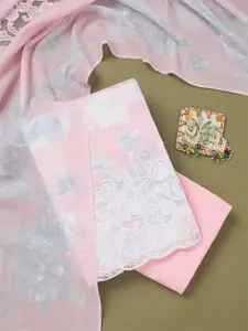 Koskii Floral Embroidered Thread Work Cotton Unstitched Dress Material