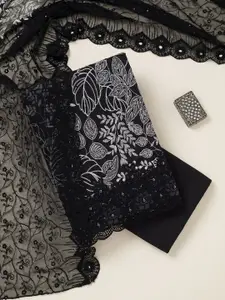 Koskii Floral Embroidered Thread Work Unstitched Dress Material