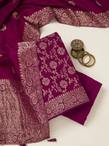 Koskii Floral Woven Design Beads and Stones Unstitched Dress Material