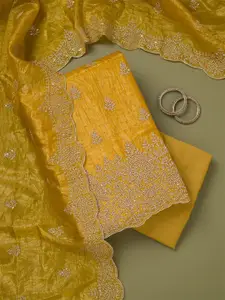 Koskii Floral Embroidered Thread Work Tissue Unstitched Dress Material