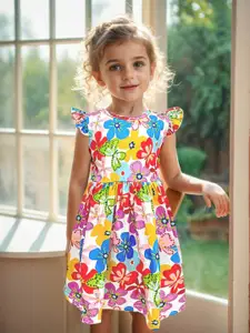 INCLUD Girls Floral Print Fit & Flare Dress