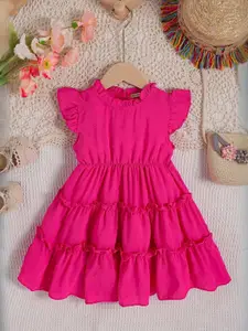 INCLUD Girls Flutter Sleeve Fit & Flare Dress