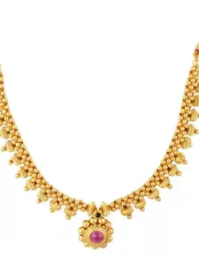 Heer Collection Gold-Plated Kolhapuri Thushi Necklace