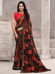Anouk Geometric Print Woven Design Zari Pure Chiffon Saree