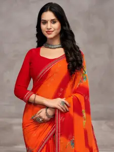 Anouk Floral Printed Pure Chiffon Saree