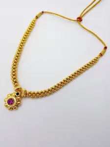 Heer Collection Brass Gold-Plated Kolhapuri Thushi Necklace
