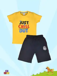 Lux Cozi Boys Printed Short Sleeves Pure Cotton T-shirt With Shorts