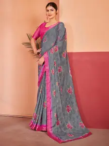 Anouk Floral Pure Chiffon Saree