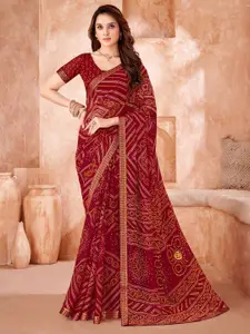 Saree mall Bandhani Pure Chiffon Designer Bandhani Sarees