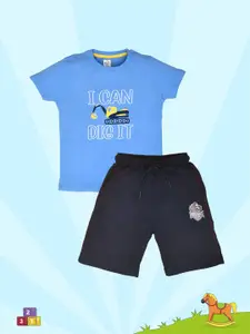 Lux Cozi Boys Printed Short Sleeves Pure Cotton T-shirt With Shorts