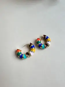 The Jewellery Tale Gold-Plated Stainless Steel Circular Hoop Earrings