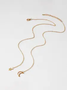 DressBerry Gold-Plated Moon Star Minimal Necklace