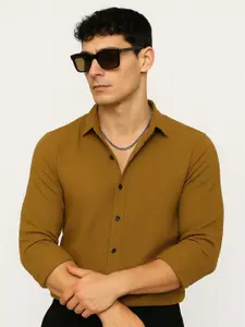 IKON FASHION Textured Spread Collar Long Sleeves Original Casual Shirt