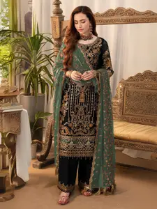 ODETTE Embroidered Semi-Stitched Dress Material