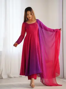 ODETTE Ombre Printed Semi Stitched Kurta & Trouser With Dupatta Dress Material