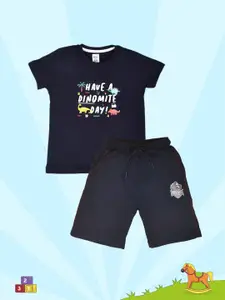 Lux Cozi Boys Printed Round Neck Pure Cotton T-shirt With Shorts