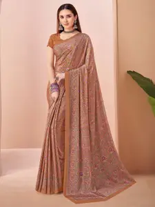 Saree mall Ethnic Motifs Pure Crepe Designer Block Print Sarees