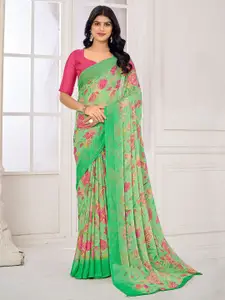 Saree mall Floral Pure Chiffon Designer Bagru Sarees