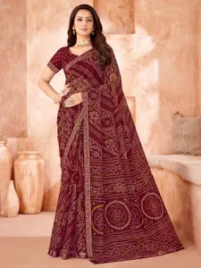 Saree mall Women Bandhani Printed Pure Chiffon Celebrity Saree