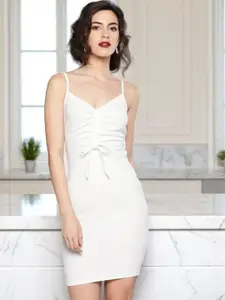 IUGA Women Solid V- Neck Shoulder Straps A-Line Dress