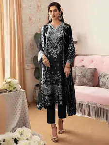 ODETTE Floral Embroidered Semi-Stitched Dress Material