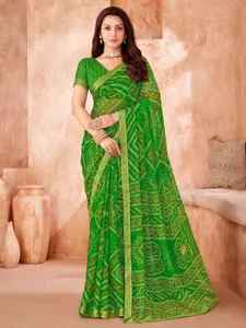 Saree mall Bandhani Printed Pure Chiffon Sarees