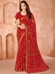 Saree mall Bandhani Pure Chiffon Designer Bandhani Sarees