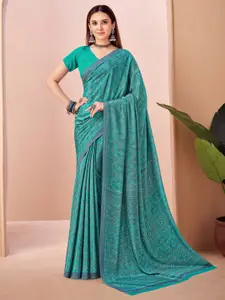 Saree mall Ethnic Motifs Pure Crepe Designer Block Print Sarees