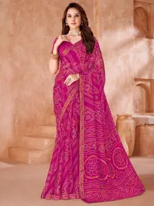 Saree mall Bandhani Pure Chiffon Designer Bandhani Sarees